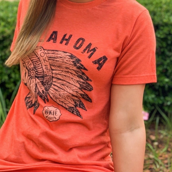 Tultex Tops - Oklahoma Indian Head Orange Crew Neck